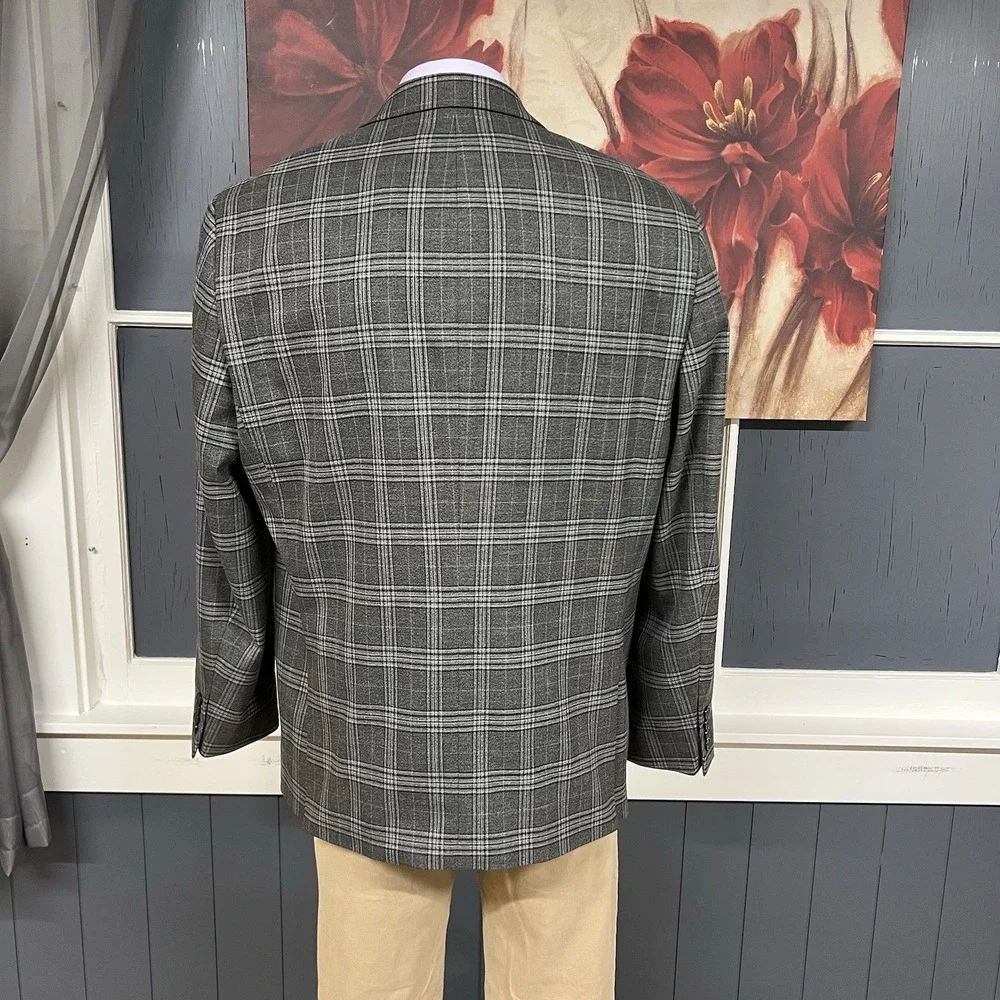 APT.9 Blazer Jacket Sport Coat Mens 48R Slim‎ Fit Polyester Blend Stretch Gray